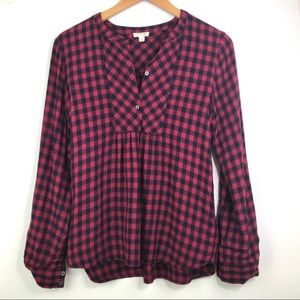 Joie Soft Red Black Checkered Flannel Shirt Sz S